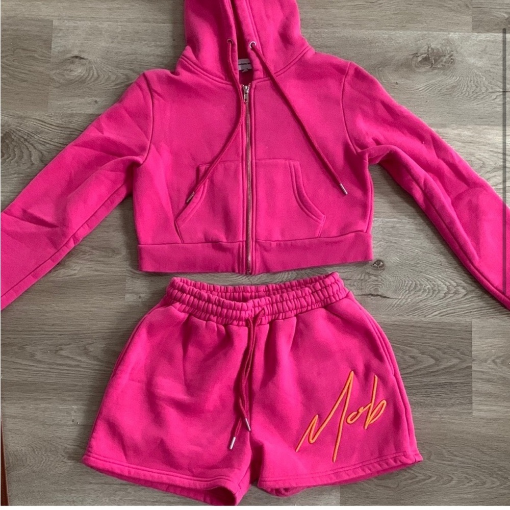 Strawberry Milk Mob - Hot Pink Cropped Zip and Short - Picture 2 of 8